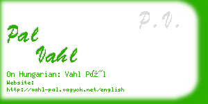 pal vahl business card